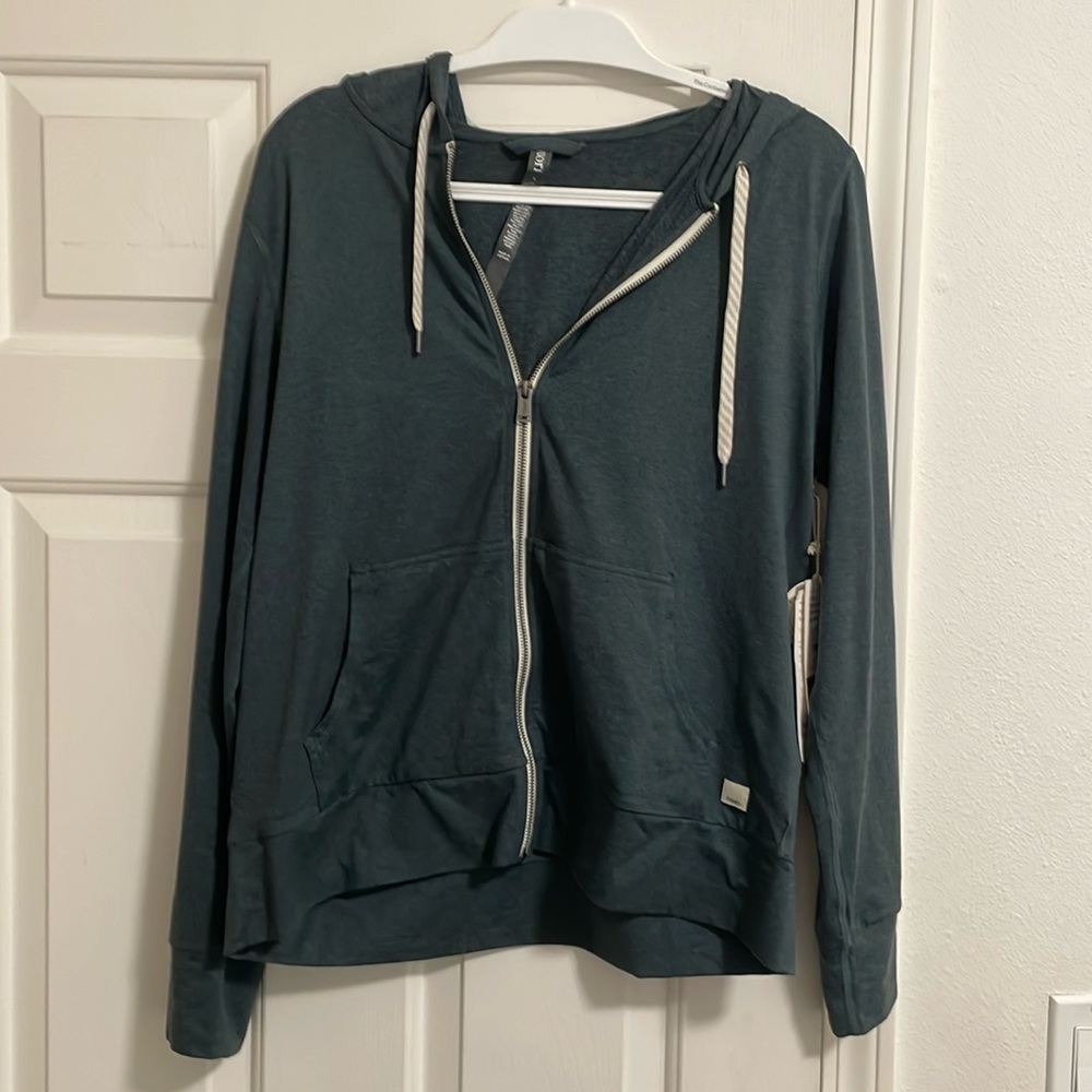 Vuori Heather Green Halo Performance Zip Up Hoodie